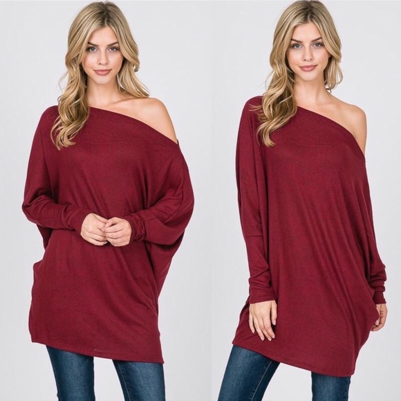 NWT women’s dolman one shoulder knit blouse top - Picture 3 of 6